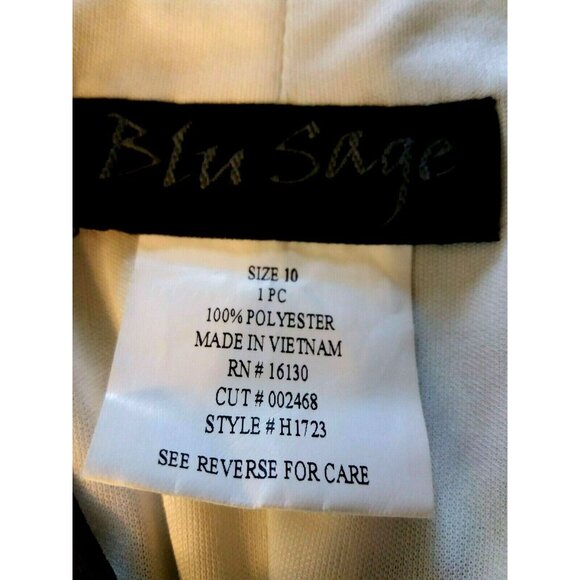 Blu Sage Chiffon Dress Sz 10 Colorful Blue Sheer Overlay Geometric Circles - Picture 8 of 8